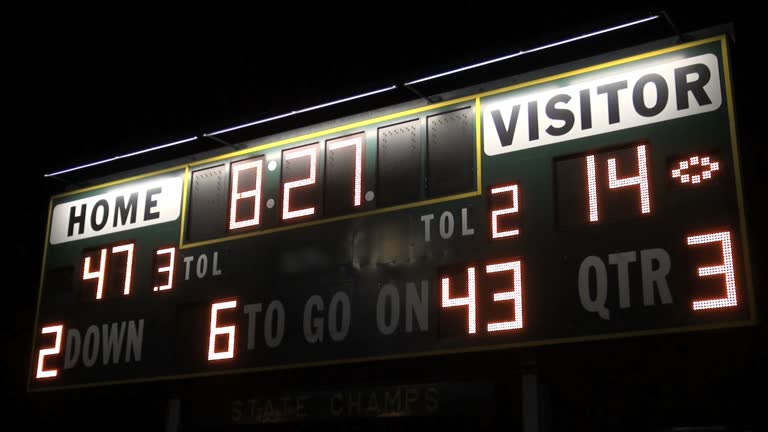 American football, scoreboard, score, board