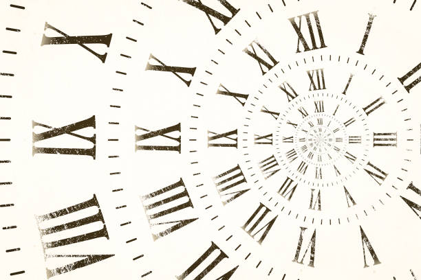 Droste effect background with infinite clock spiral. Abstract design for concepts related to time and deadline.