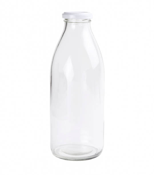 istock Empty glass bottle isolated on a white background. Clear bottle. Front view 1298132271