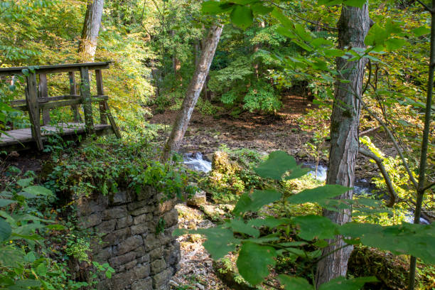 Rustic Overlook over the Little Miami River stock photo