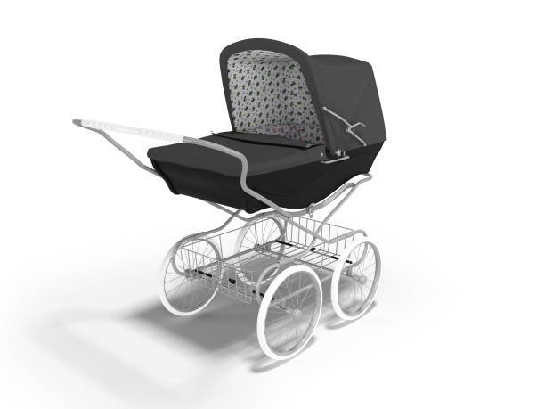 istock 3D rendering black pram with luggage carrier on white background with shadow 1298137712