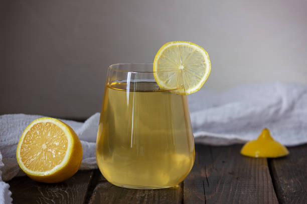istock Fermented Kombucha drink in a glass glass. Selective focus, place for text. 1298139137