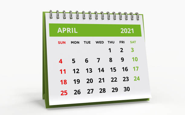 istock Standing Desk Calendar April 2021 1298141870