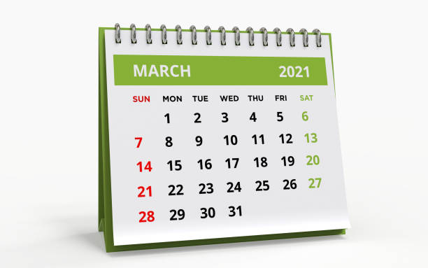 istock Standing Desk Calendar March 2021 1298141879
