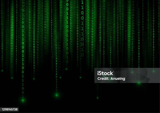 Vector Green Binary Code On Black Background Stock Illustration ...