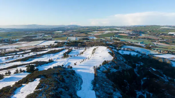 Photo of Scrabo Tower stands on Scrabo Hill near Newtownards in County Down. Winter in Northern Ireland