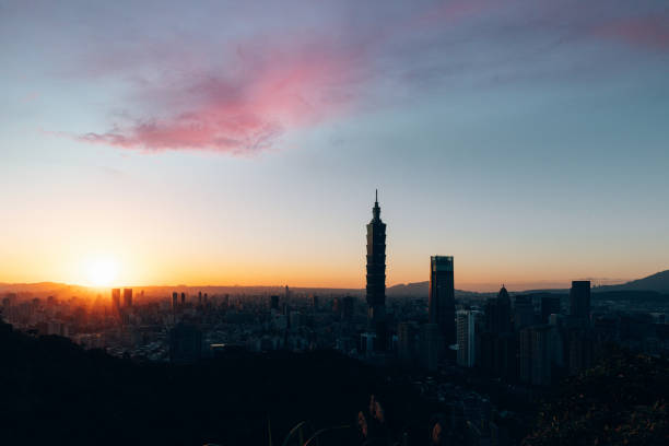 Taipei city viewpoint from the hill in day time, Taiwan