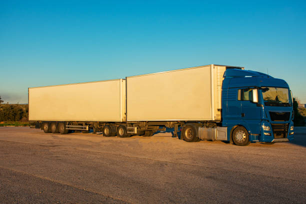 Dual Trailer Semi Truck on the Highway