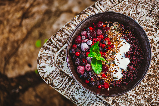 Organic Black Rice Berry Oatmeal Bowl – Homemade Creation During Quarantine and the Stay-at-Home-Order. Food Blogging and creating recipes