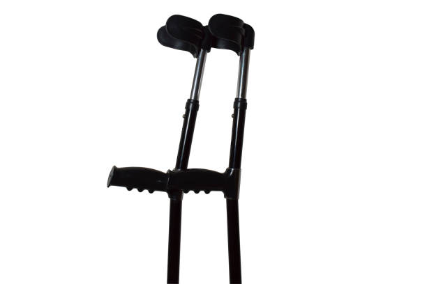 istock Two crutches of dark color on a white background. 1298148807
