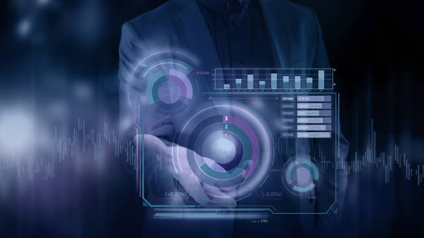 istock Financial background with holographic corporate infographics elements. 1298149711