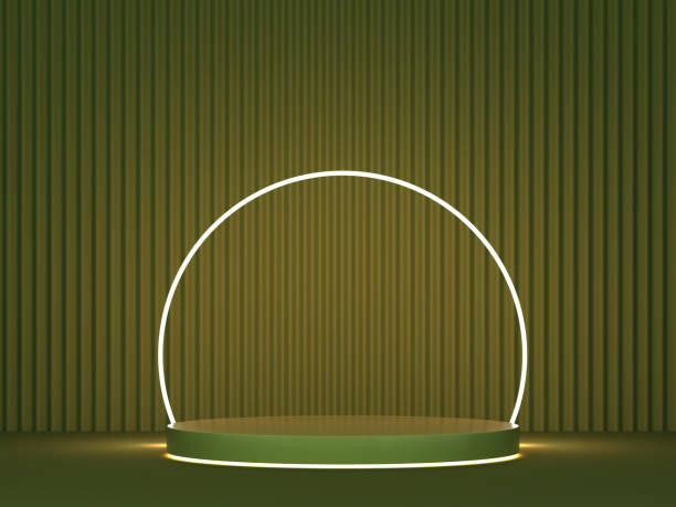 istock Abstract podium stage with light arch as a showcase for product design 1298152565