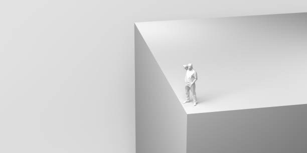 istock Man in front of a precipice. Problems. Solutions. 3d illustration. Banner. 1298153908