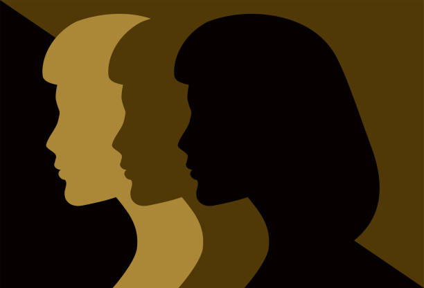 シルエットの黒と金の3人の女性。 - three objects illustrations点のイラスト素材／クリップアート素材／マンガ素材／アイコン素材