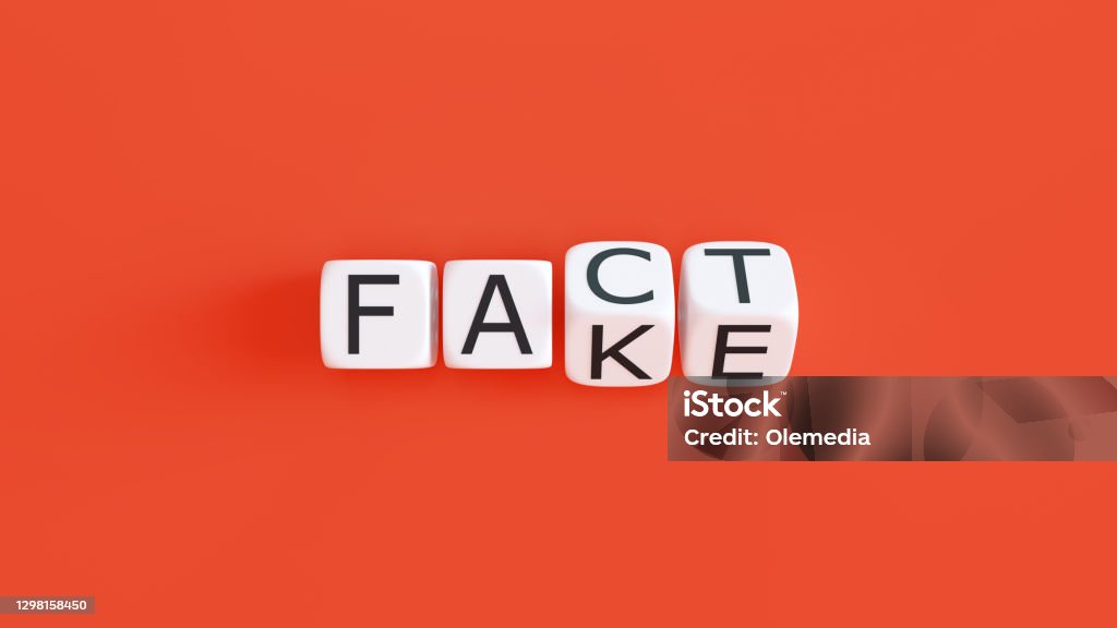 Fake news and facts digital concept fake fact text Fake News Stock Photo