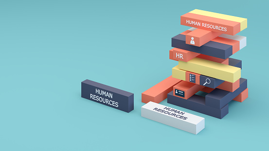 HR human resources with Block Removal Game  3d concept