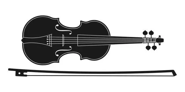 Vector illustration of Violin icon. Music instrument silhouette. Vector illustration.