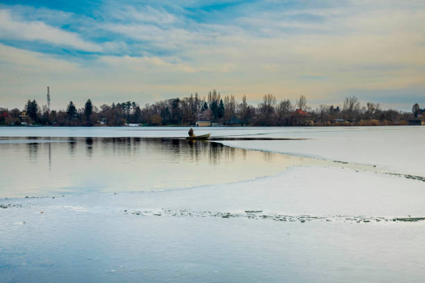 Snagov lake during winter time in Bucharest