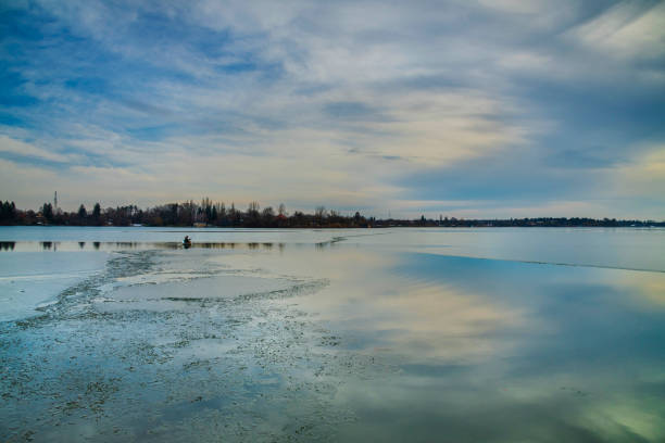 Snagov lake during winter time in Bucharest