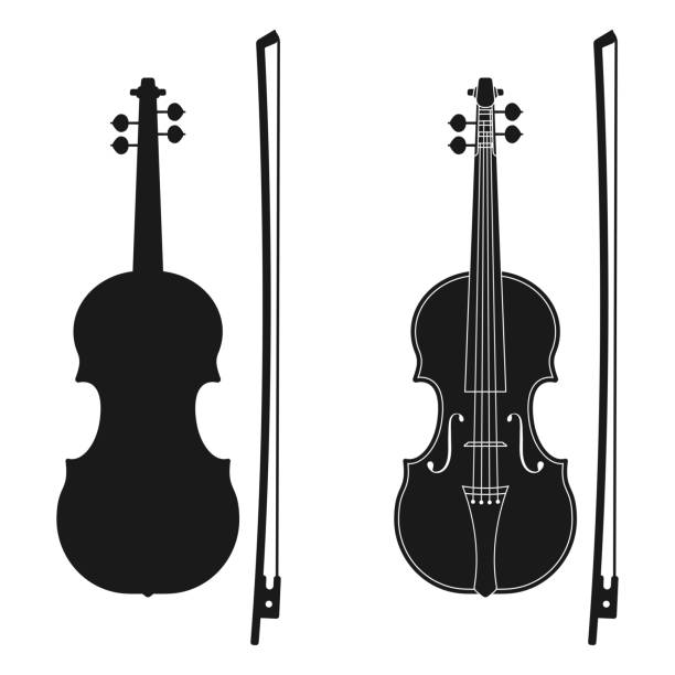 ilustrações, clipart, desenhos animados e ícones de ícone do violino. silhueta de instrumento musical. ilustração vetorial. - violino