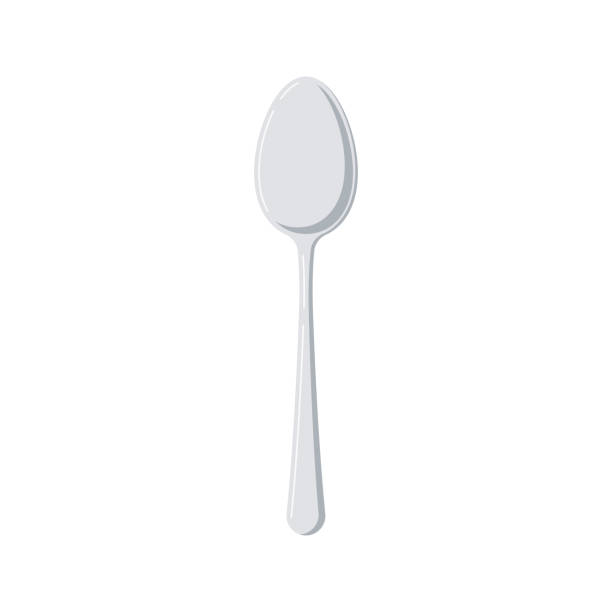 ilustrações, clipart, desenhos animados e ícones de ícone de colher de metal isolado no fundo branco. - table spoon