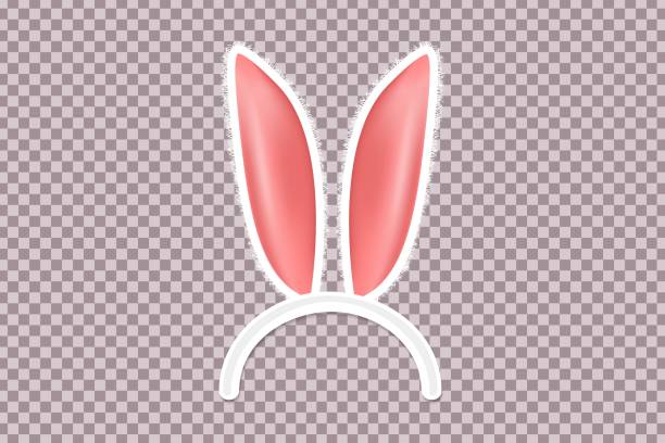 vector realistische isolierte hasenohren für schablonen und layoutdekoration auf dem transparenten hintergrund. konzept der glücklichen ostern. - easter egg isolated remote frame stock-grafiken, -clipart, -cartoons und -symbole