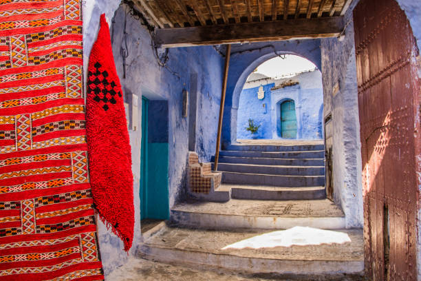 istock Carpets in the blue city Chefchaouen, Morocco 1298172598