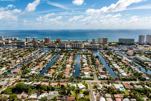 The coastline along South Florida in the Fort Lauderdale area shot from an altitude of about 800 feet.