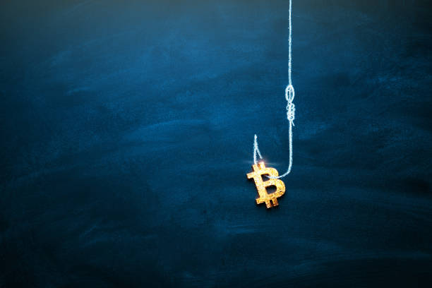istock Bitcoin as a bait. Blockchain cryptocurrency trap. Free money concept. Bitcoin on the hook. Copy space 1298175097