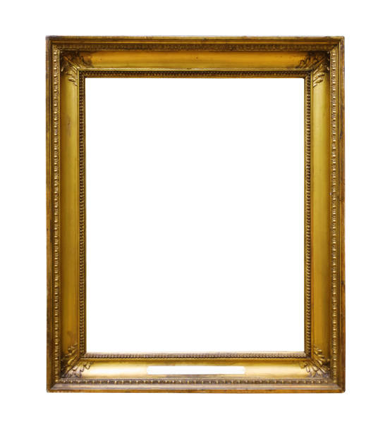 istock Picture gold wooden frame for design on white  background 1298176597