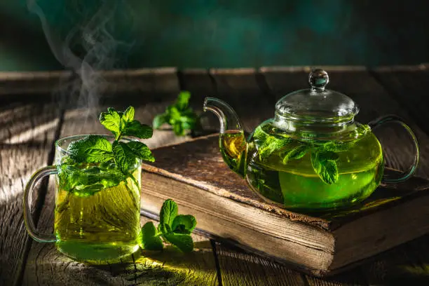 Moroccan Mint Tea, Northern Africa Maghrebi mint tea with green tea and Nana spearmint