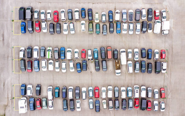 istock drone view of full car parking 1298188197