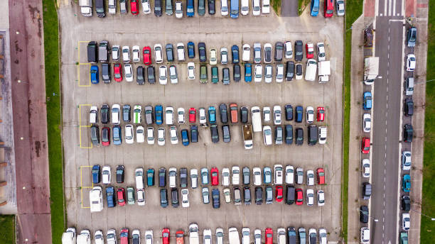 istock drone view of full car parking 1298188198