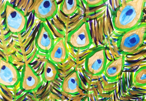 istock children draw the tail of a peacock with watercolor decorative background 1298192136