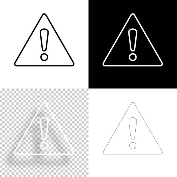 ilustrações de stock, clip art, desenhos animados e ícones de hazard warning attention. icon for design. blank, white and black backgrounds - line icon - exclamation point vector white black