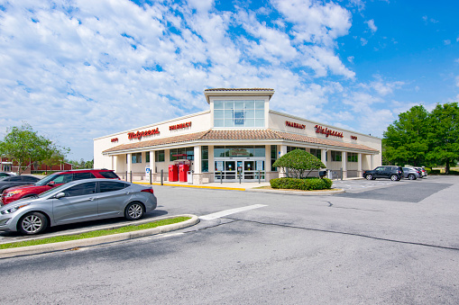 Ocala, Florida USA - April 4, 2020: A Walgreens pharmacy in central Florida.