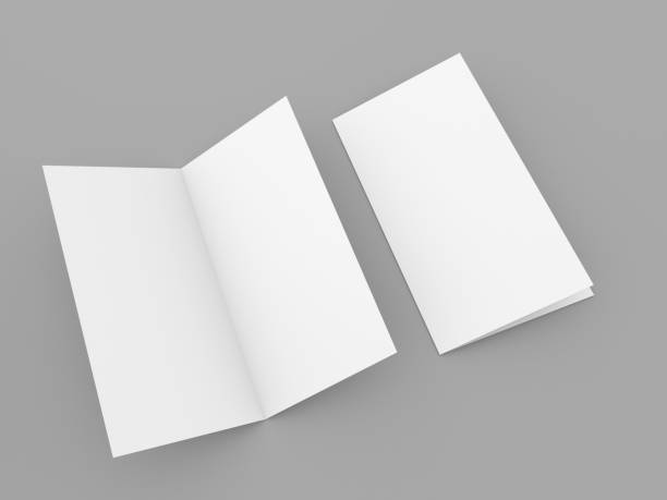 istock Open and closed brochure mockup on gray background. 1298196314