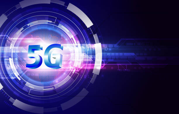 illustrations, cliparts, dessins animés et icônes de concept de réseau de communication de fond 5g et de technologie verte. internet haute vitesse et connexion. - category 5 cable