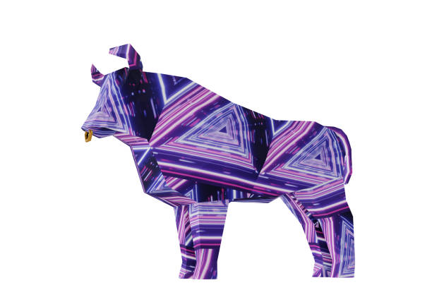 istock Polygonal Stylized Bull, a symbol of the new year 2021, 3d render 1298205959