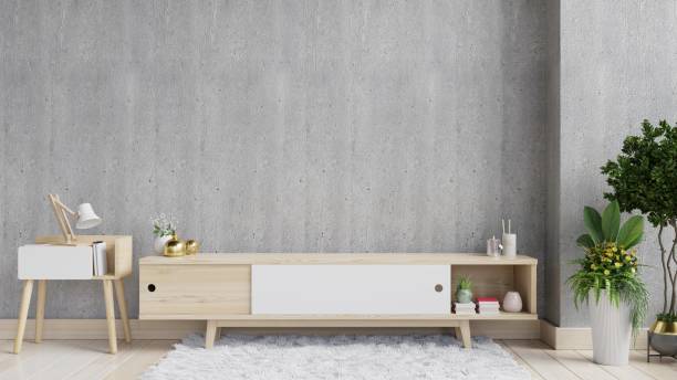 istock Tv shelf in modern empty room,minimal design. 1298207809