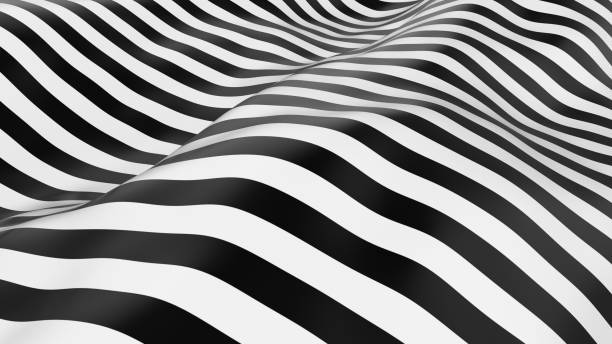 istock Abstract smooth surface with ripples. Cloth with waves. Black-white lines pattern. Fashion luxury textile. Modern background for poster, cover, branding, web, banner. 3d rendering 1298207891