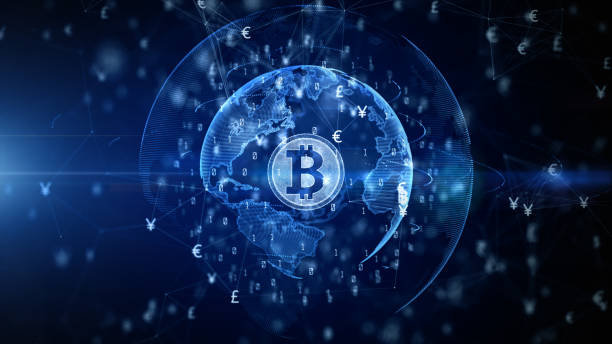 istock Bitcoin Blockchain Cryptocurrency Digital Encryption, Digital Money Exchange, Technology Global Network Connections Background. 3d Rendering 1298212518