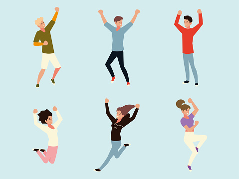 young people celebrating, men and women celebration concept vector illustration