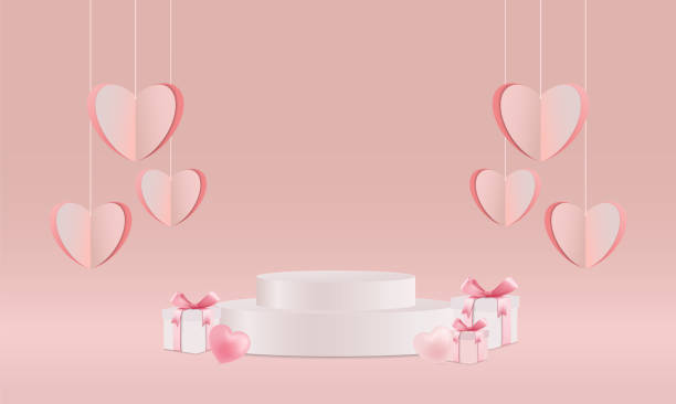 istock Valentines Day Product Stand with valentines day gift box 1298216436