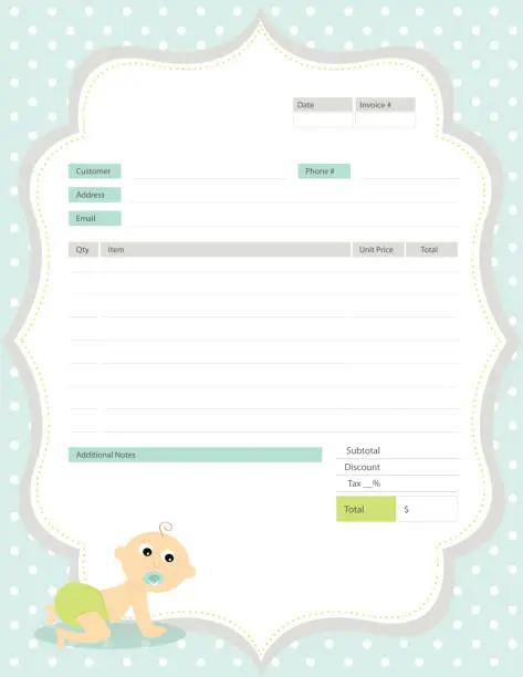 Vector illustration of Baby Theme Invoice