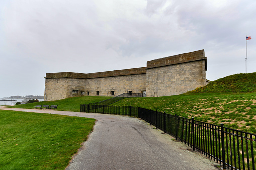 Fort Trumbull in New London, Connecticut along the Atlantic Coast, built in the Egyptian Revival style in the 19th century.