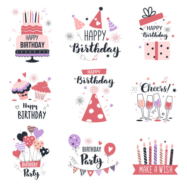 ilustrações, clipart, desenhos animados e ícones de cartões de boas-vindas de feliz aniversário. - birthday wishes