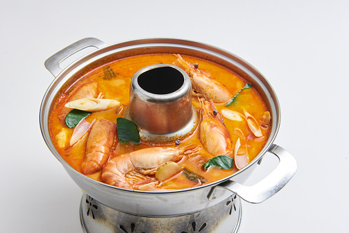 Hot and spicy shrimp tom yum Popular dishes in Thailand