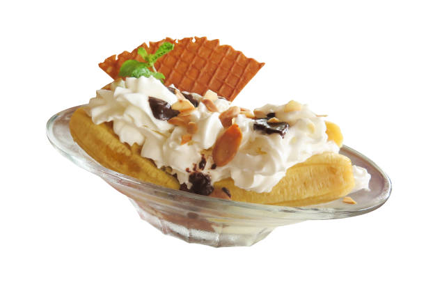 istock Banana split ice-cream isolated on white 1298226802