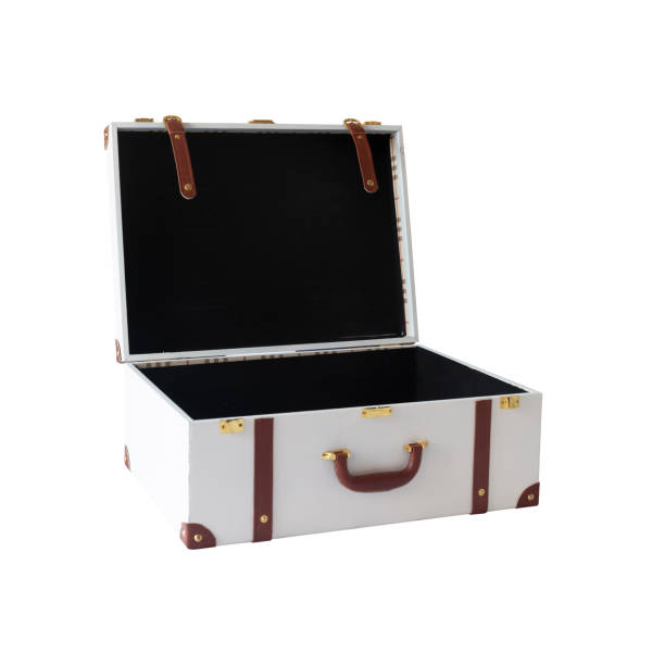 istock White vintage travel suitcase isolated on white background 1298226829